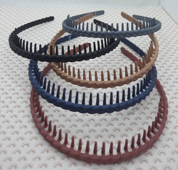 Gevlochten haarband met tanden blauw