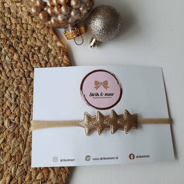 Haarbandje glitter stars champagne gold
