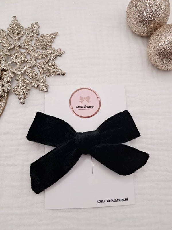 Fluwelen strik op klip zwart