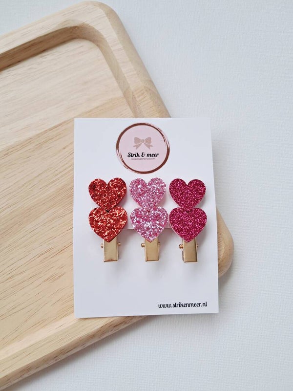 Klip glitterhartjes