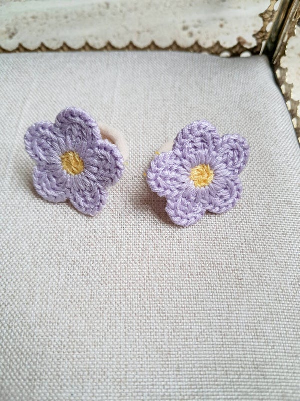 Elastiekjes bloemetjes purple