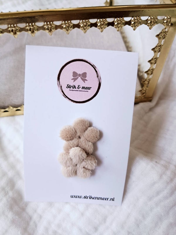 Anti slip bloemetjes fluweel beige