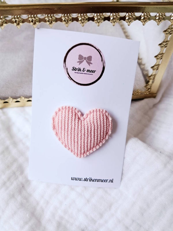 Anti slip hartje corduroy pastel pink