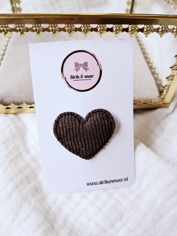 Anti slip hartje corduroy donkerbruin