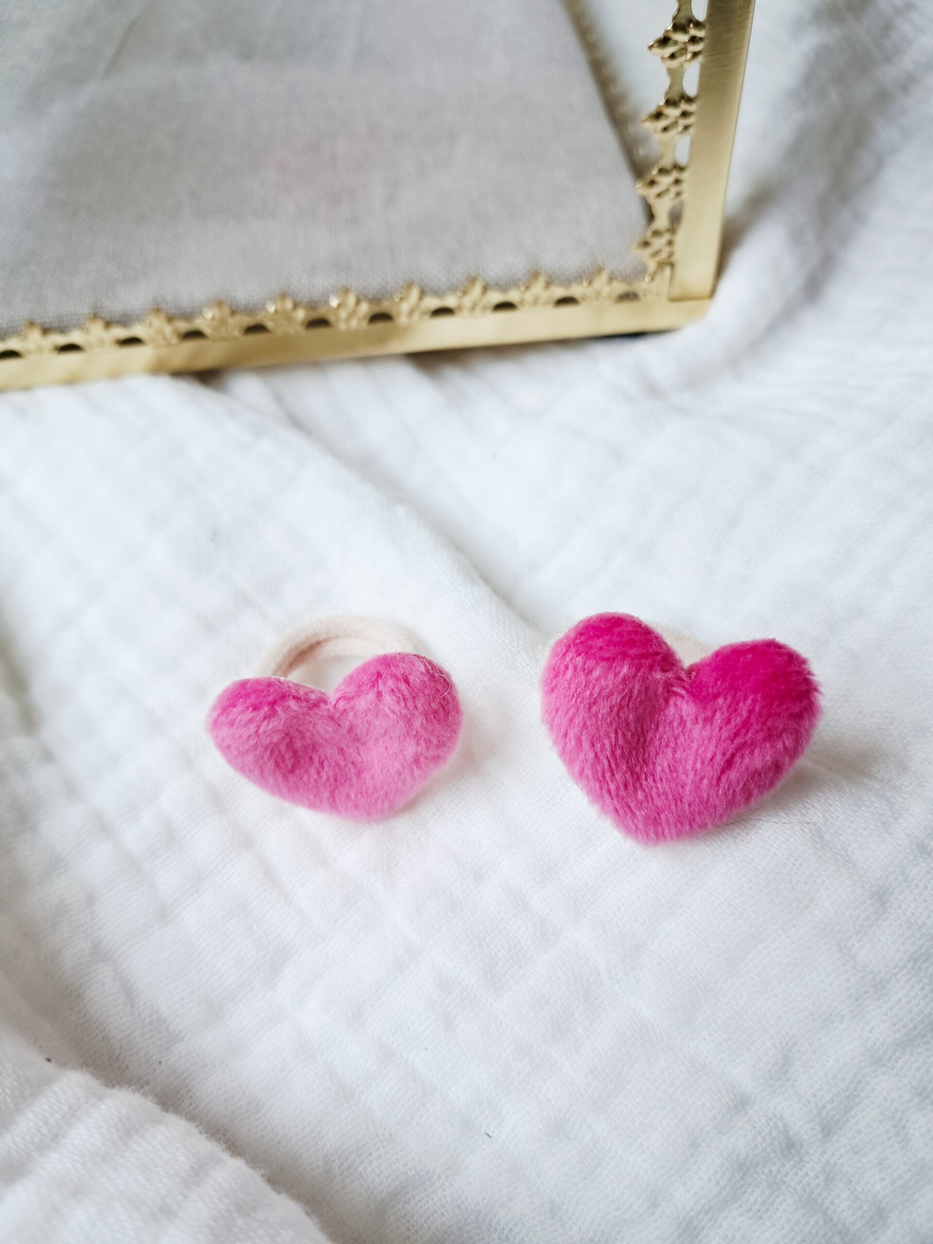 Elastiekjes teddy hartjes pink