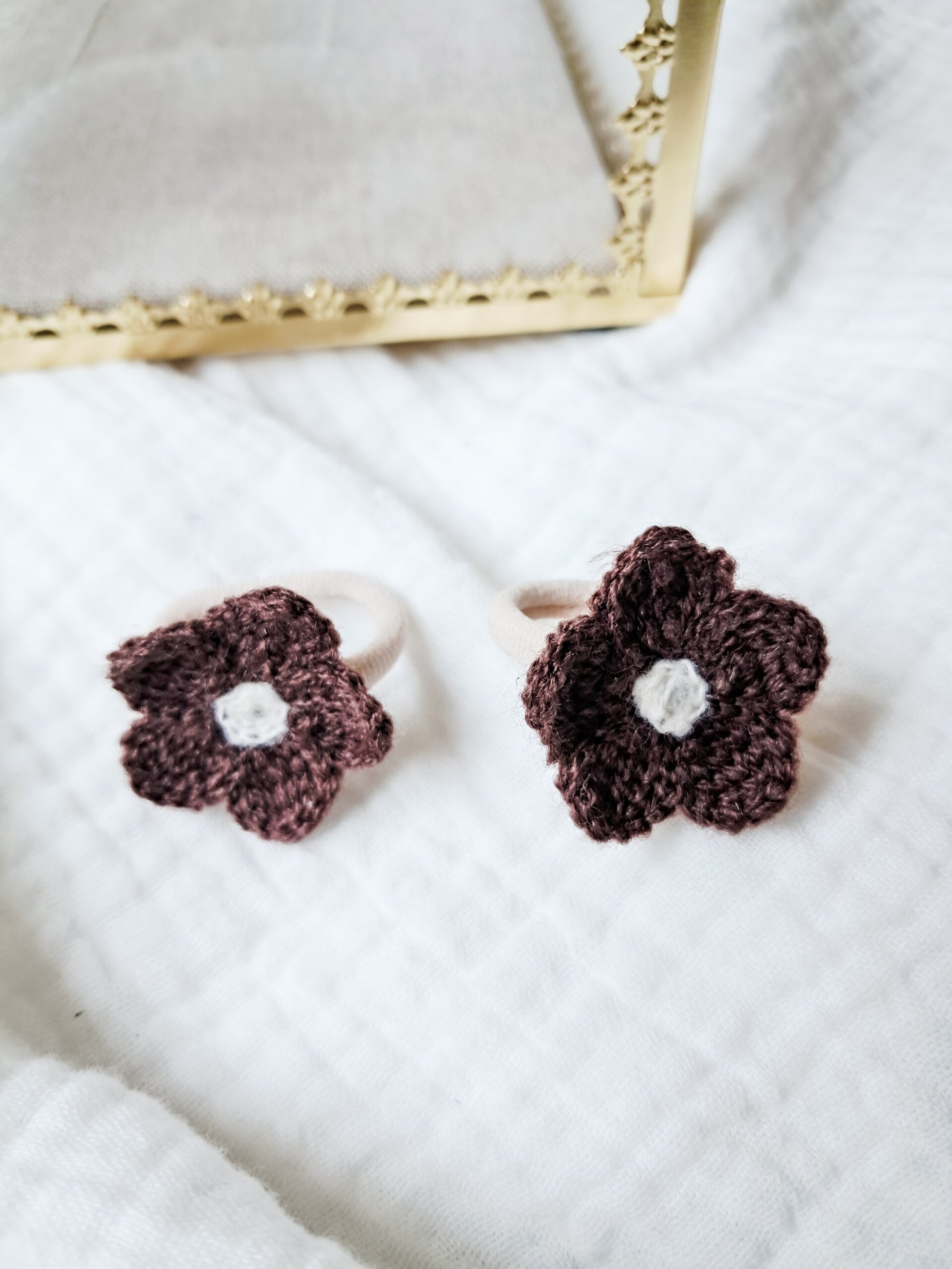 Wollflower bloemetjes brown