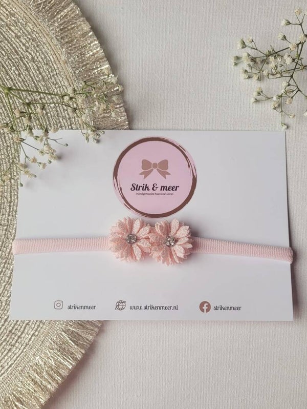 Haarbandje bloemetjes Norah pastel roze