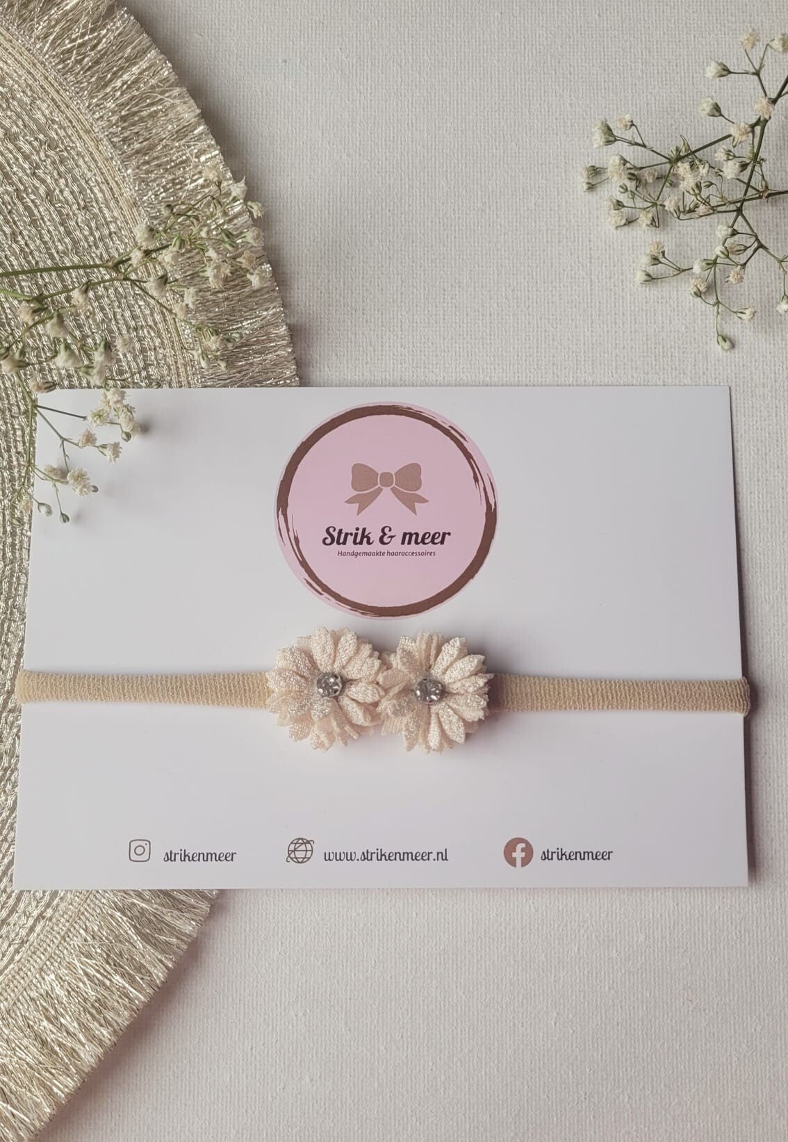 Haarbandje bloemetjes Norah beige