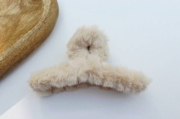 haarclip teddy beige