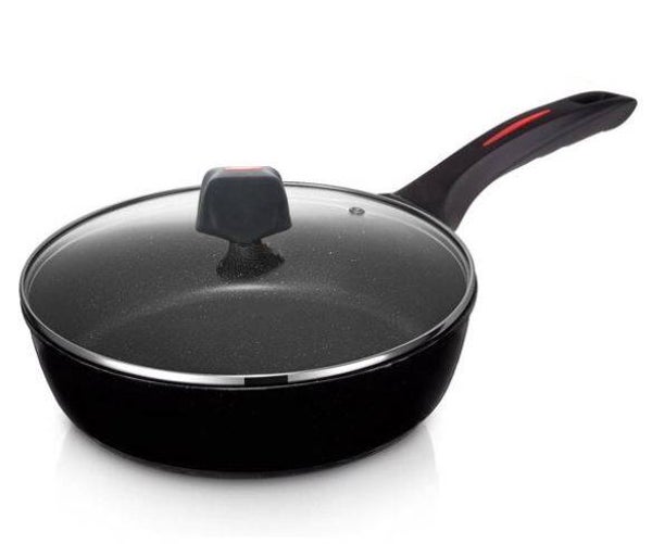 Royalty Line® FDN24 Hapjespan Inductie - Ø 24 cm / 2.2 Liter - Diepe Pan - PFOA & PTFE vrij - Hapjespannen met Antiaanbaklaag - Pan Voor Alle Warmtebronnen - Zwart
