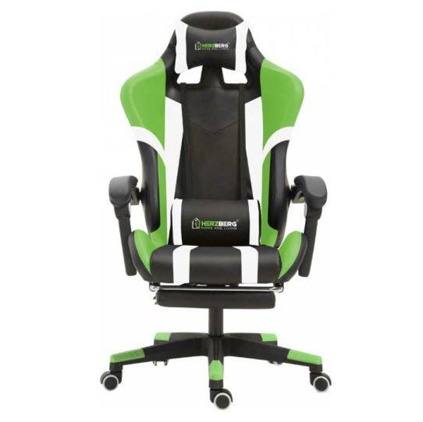 Driekleurige Gaming- En Bureaustoel Met Lineair Accent-gamestoel met voetsteun Groen