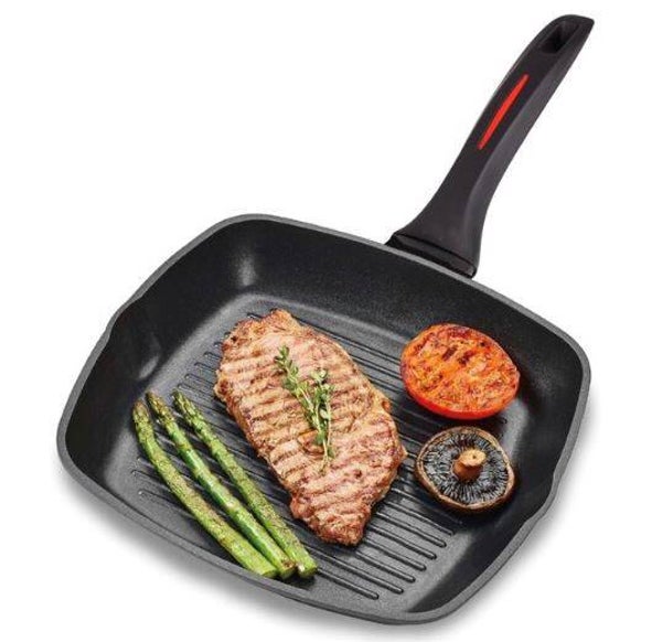 Royalty Line® FGN24 Grillpan Inductie - Ø 24 cm - Grill Pan Met Antiaanbaklaag - PFOA & PTFE Vrij - Vleespan Geschikt Voor Alle Warmtebronnen - Grilpan - Zwart