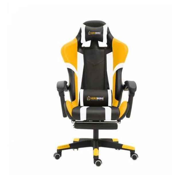 Herzberg Home & Living Herzberg Hg-8083: - Gamestoel - Driekleurige Gaming- En Bureaustoel Met Lineair Accent Geel
