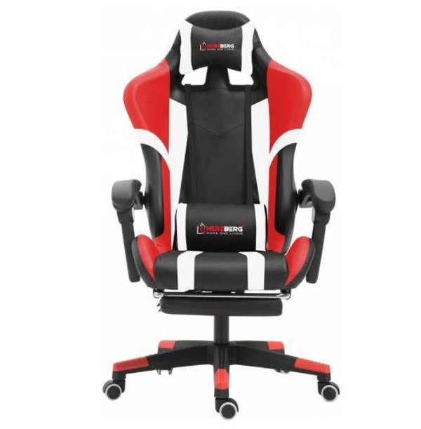 Driekleurige Gaming- En Bureaustoel Met Lineair Accent-gamestoel met voetsteun Rood