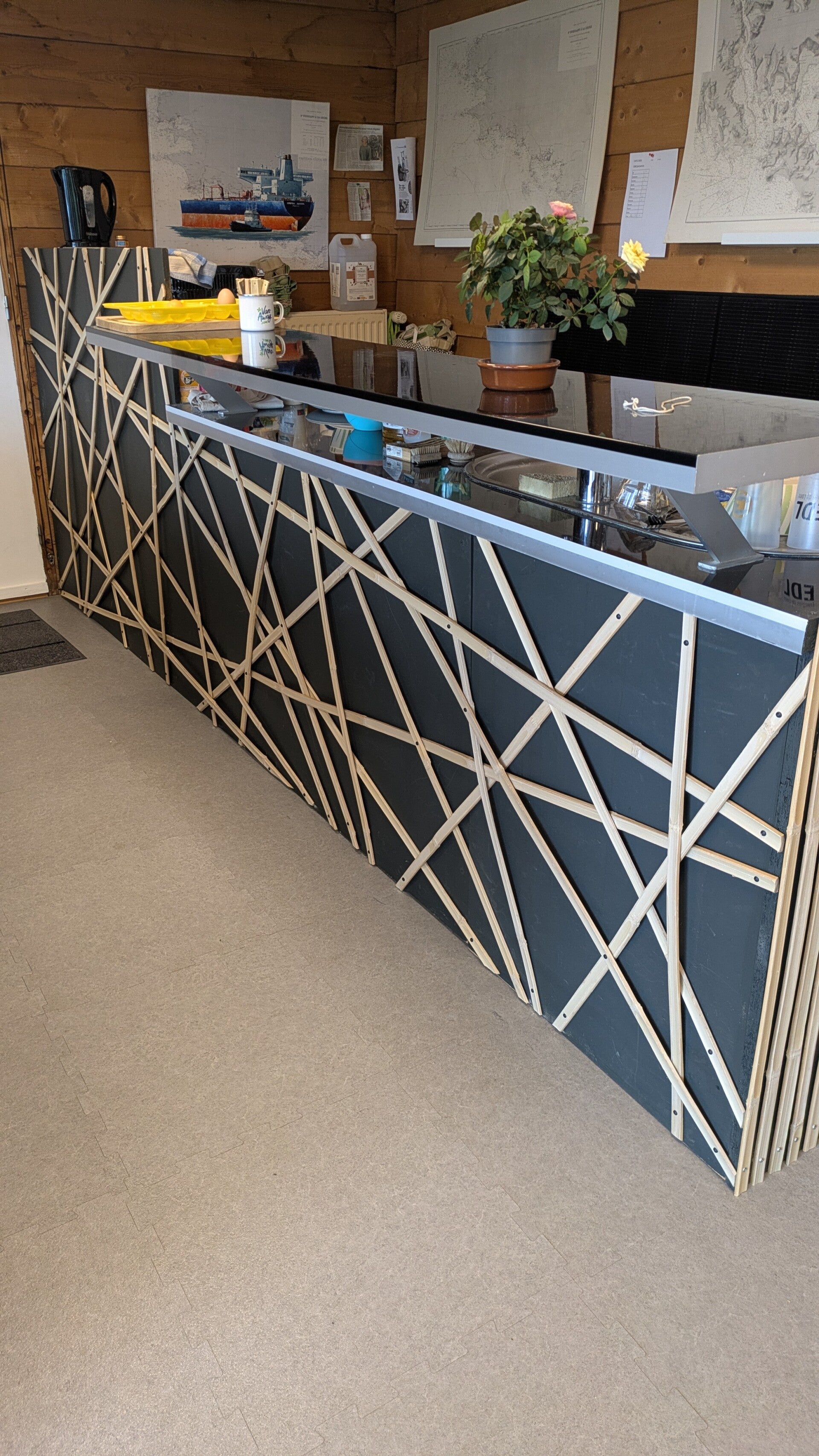 habillage comptoir design bambou