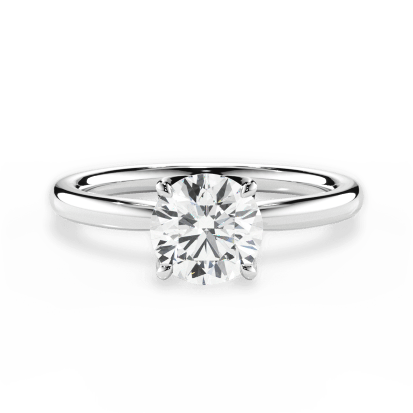 The Nivea Round Cut 14kt White Gold Petal Solitaire Engagement Ring