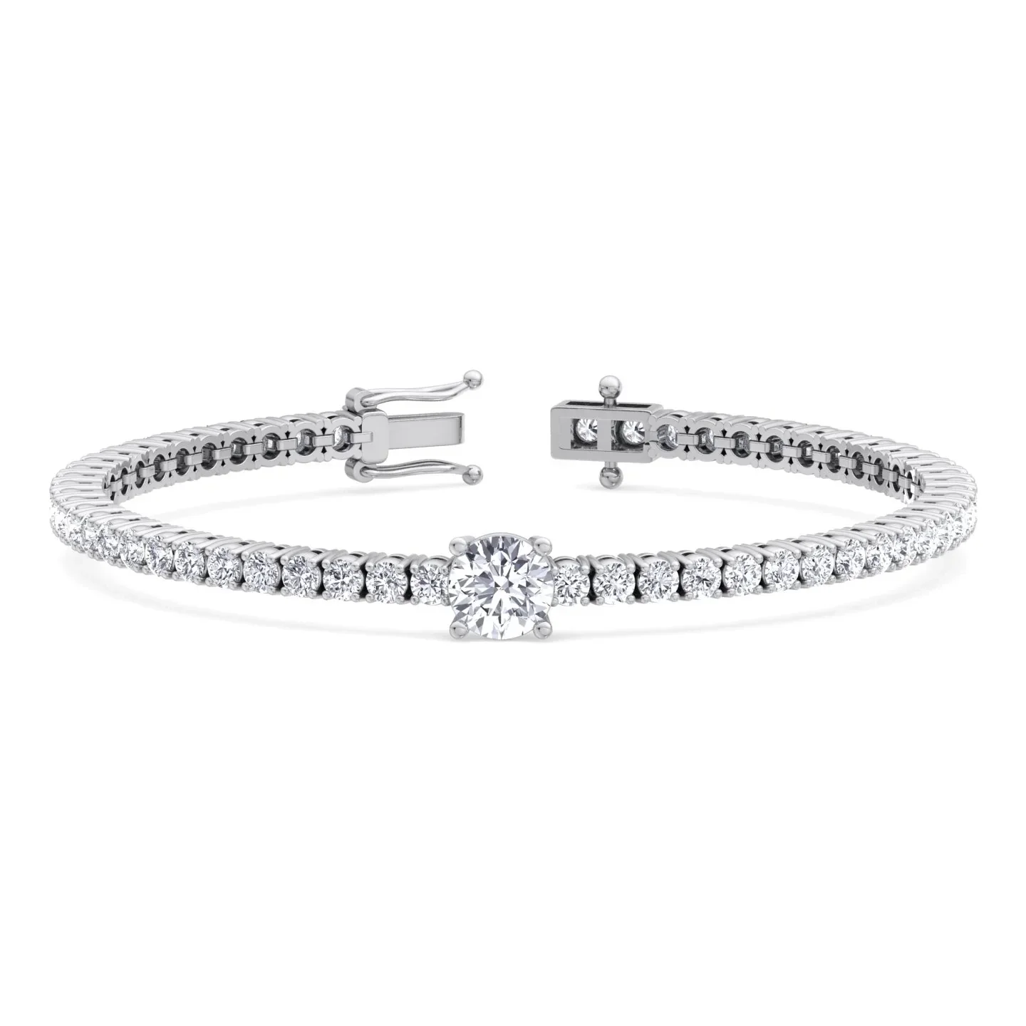 10Ct Round Cut Single Station Lab-Grown Diamond Tennis Bracelet 14K Solid Gold