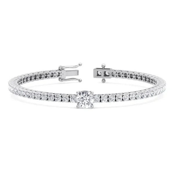 10Ct Round Cut Single Station Lab-Grown Diamond Tennis Bracelet 14K Solid Gold