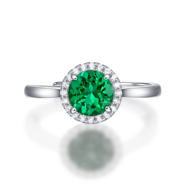 Vintage Round Cut Lab-Grown Emerald Ring (Model: JR11228X)