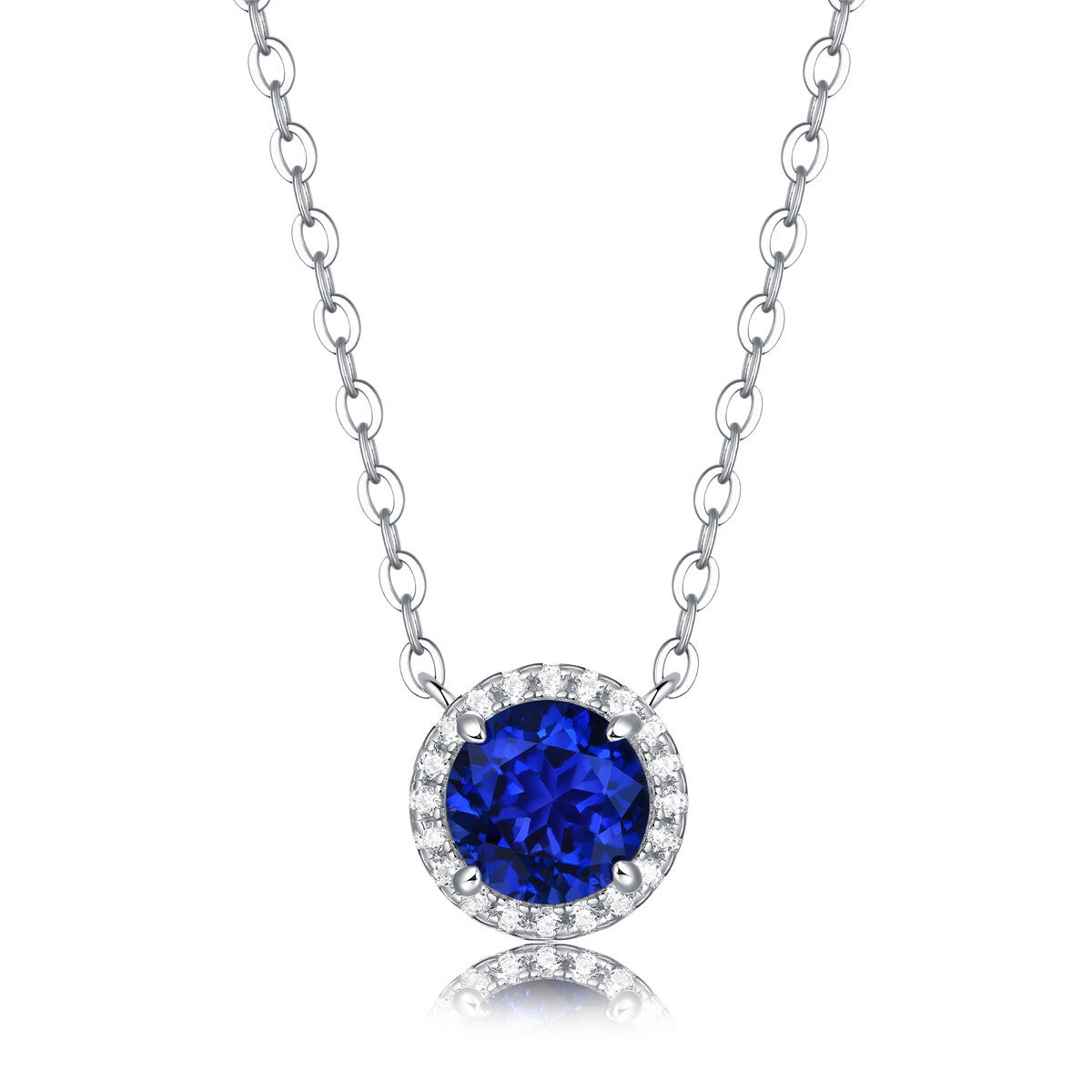 Round Cut Lab-Grown Sapphire Pendant Necklace (Model: XSN0094)