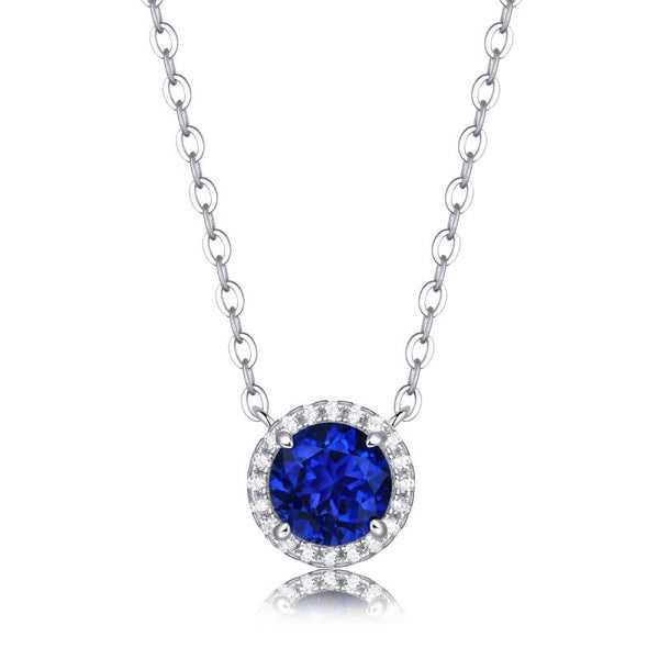 Round Cut Lab-Grown Sapphire Pendant Necklace (Model: XSN0094)