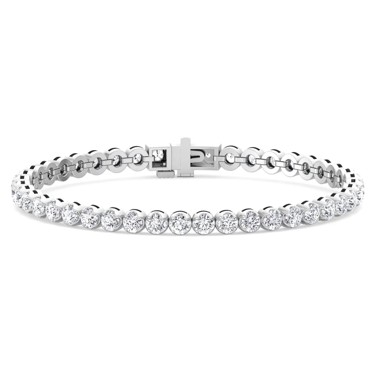 Buttercup Illusion Setting Round Cut Lab-Grown Diamond Tennis Bracelet 14K Solid Gold
