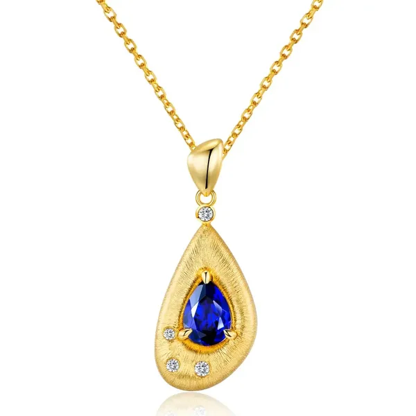 Cornflower Sapphire Lab-Grown Pendant Necklace (Model: JP11269X)