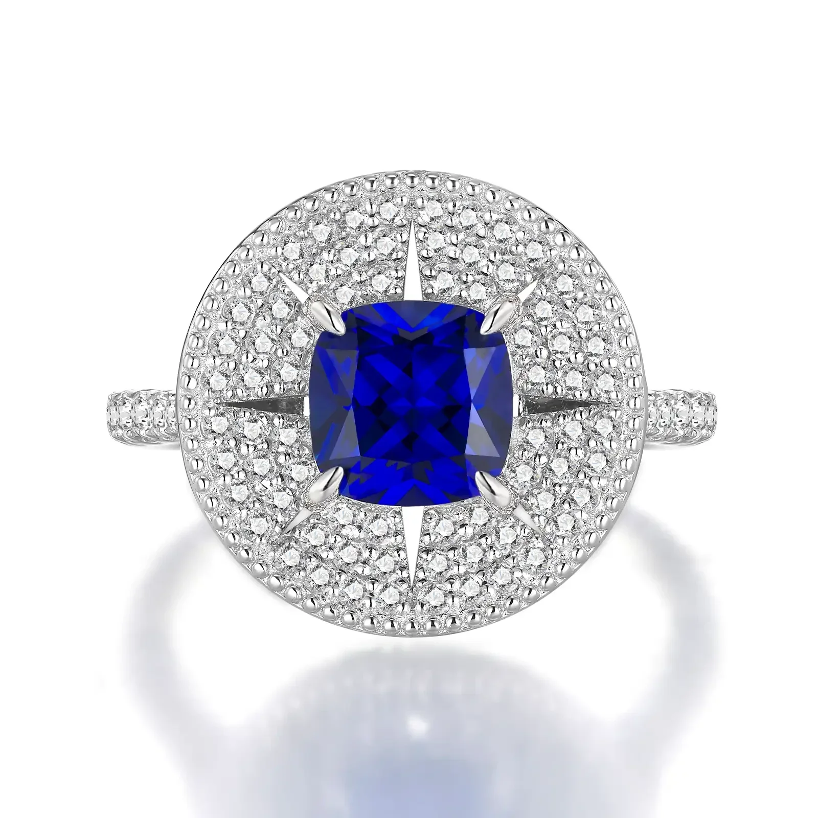 Full Pave Diamond Lab-Grown Sapphire Ring (Model: JR11226X)