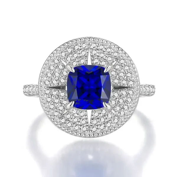 Full Pave Diamond Lab-Grown Sapphire Ring (Model: JR11226X)