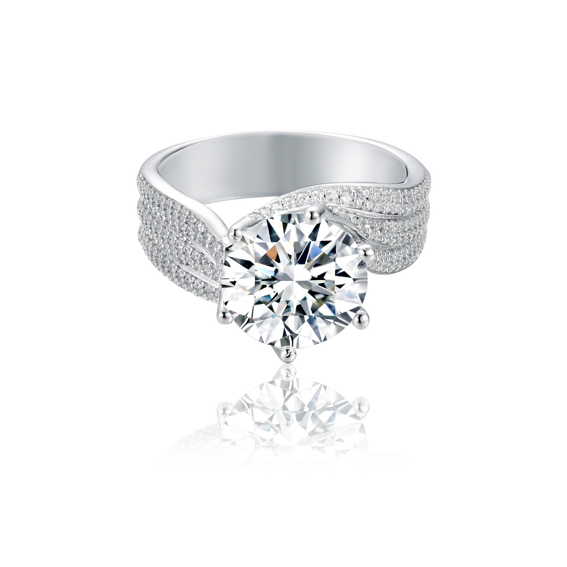 Solid Silver Lab Diamond Solitaire Ring (Model: JR8989)