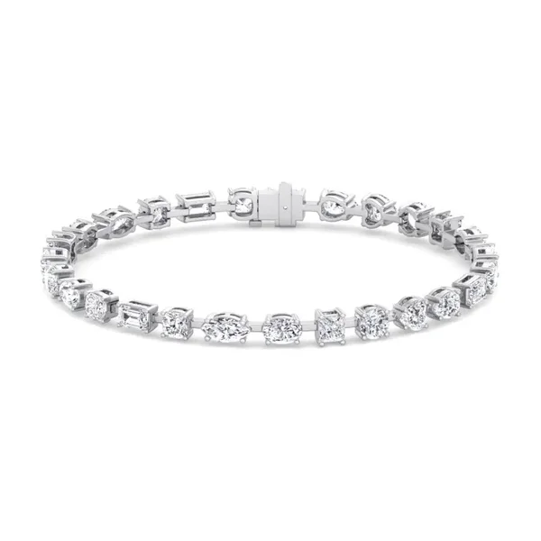 Multi Shape Combo Lab-Grown Diamond Tennis Bracelet 14K Solid Gold