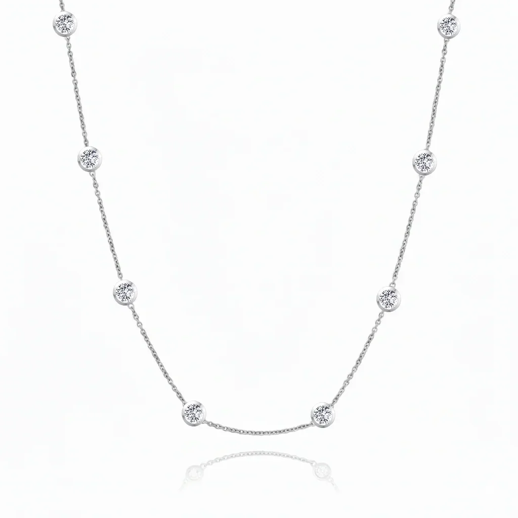 Round Shape Lab Grown Diamond Station Necklace