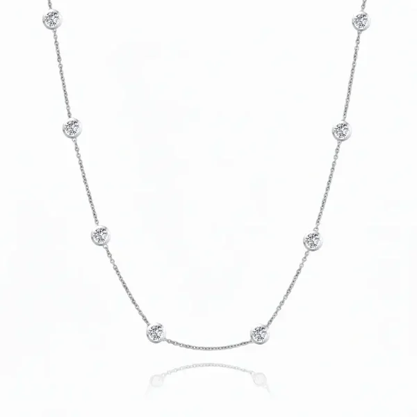 Round Shape Lab Grown Diamond Station Necklace