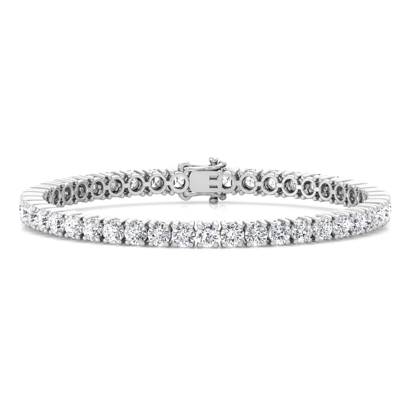 4 Prong Round Cut Lab-Grown Diamond Tennis Bracelet 14K Solid Gold