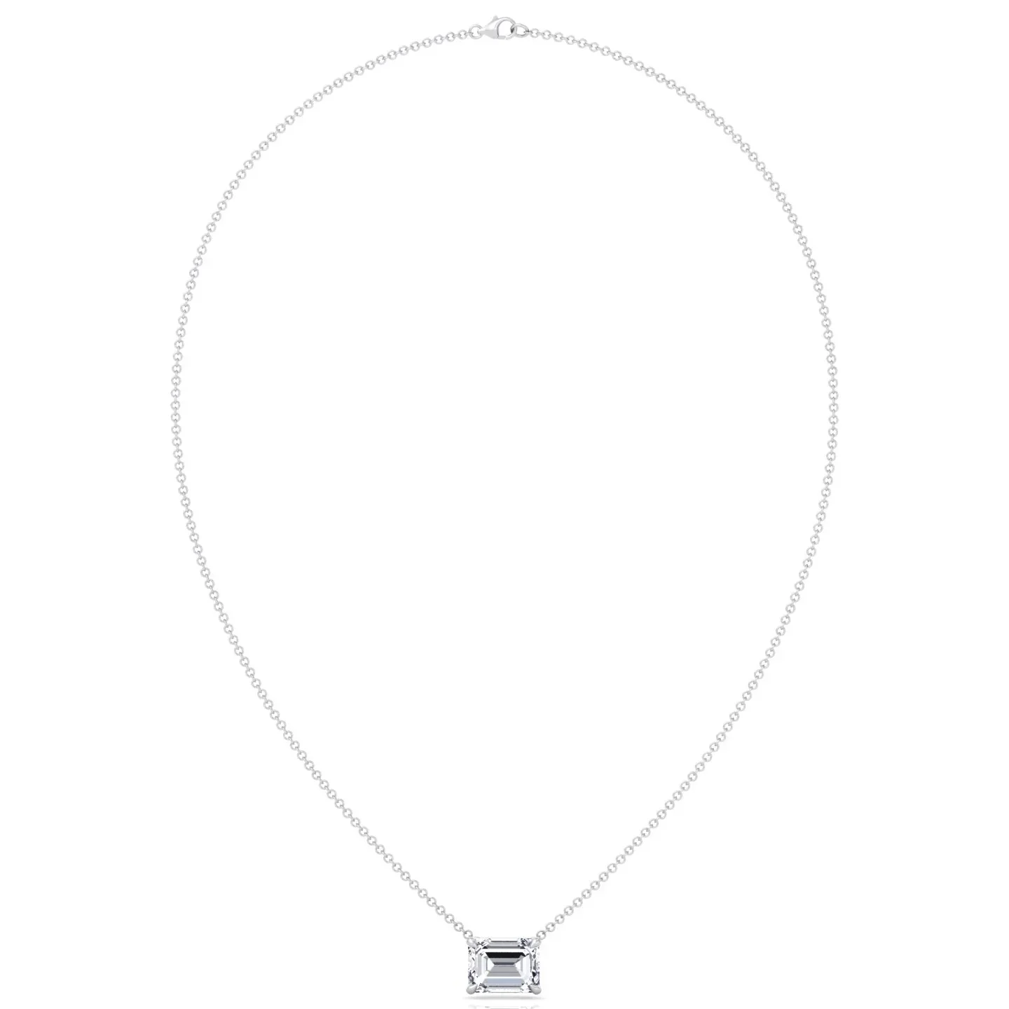 Floating Emerald Shape Lab Grown Diamond Pendant