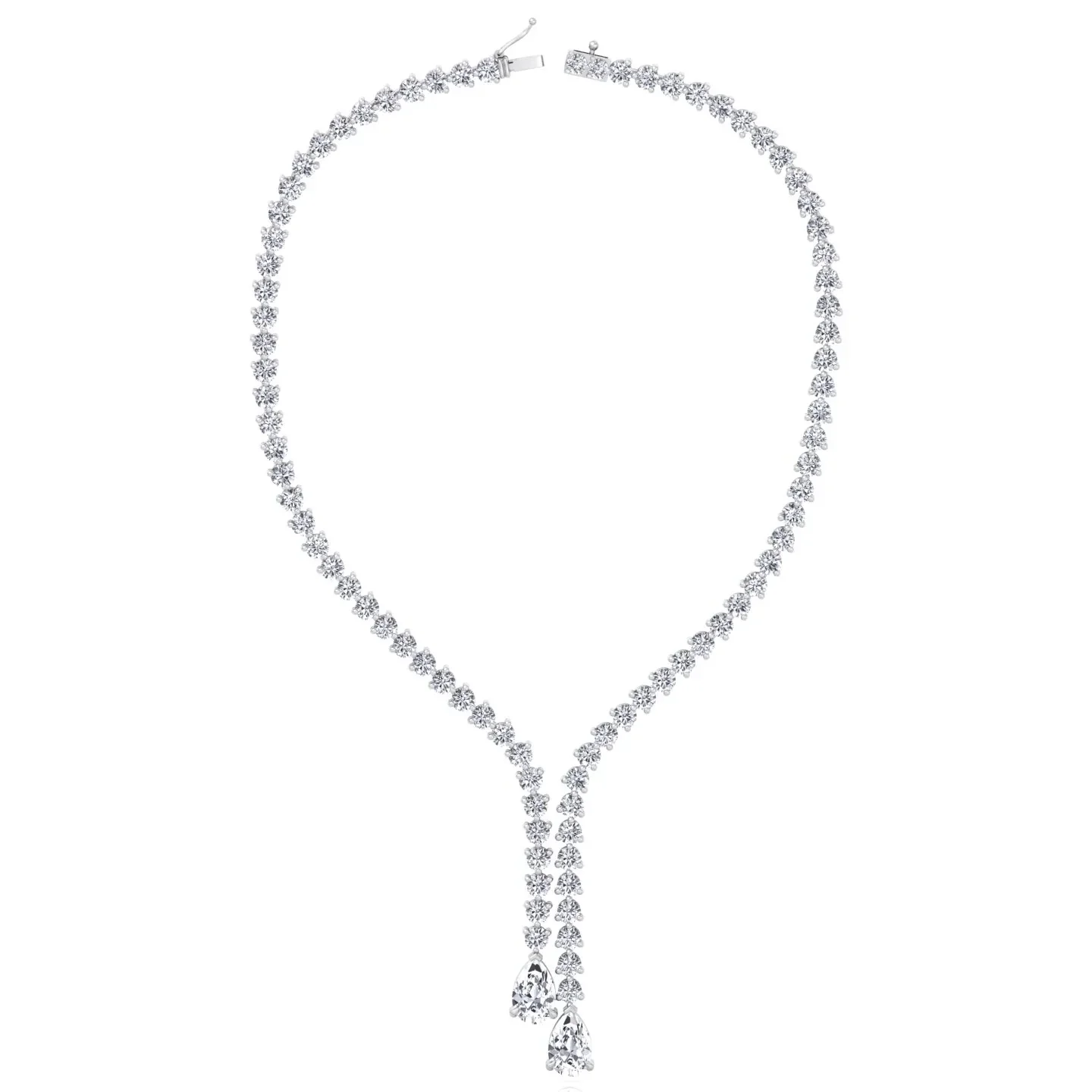 18CT T.W. Pear Shape Lab Grown Diamond Lariat Tennis Necklace