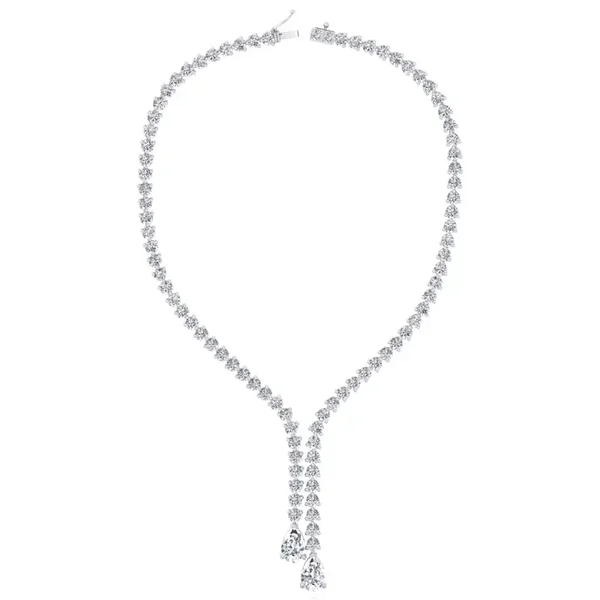 18CT T.W. Pear Shape Lab Grown Diamond Lariat Tennis Necklace