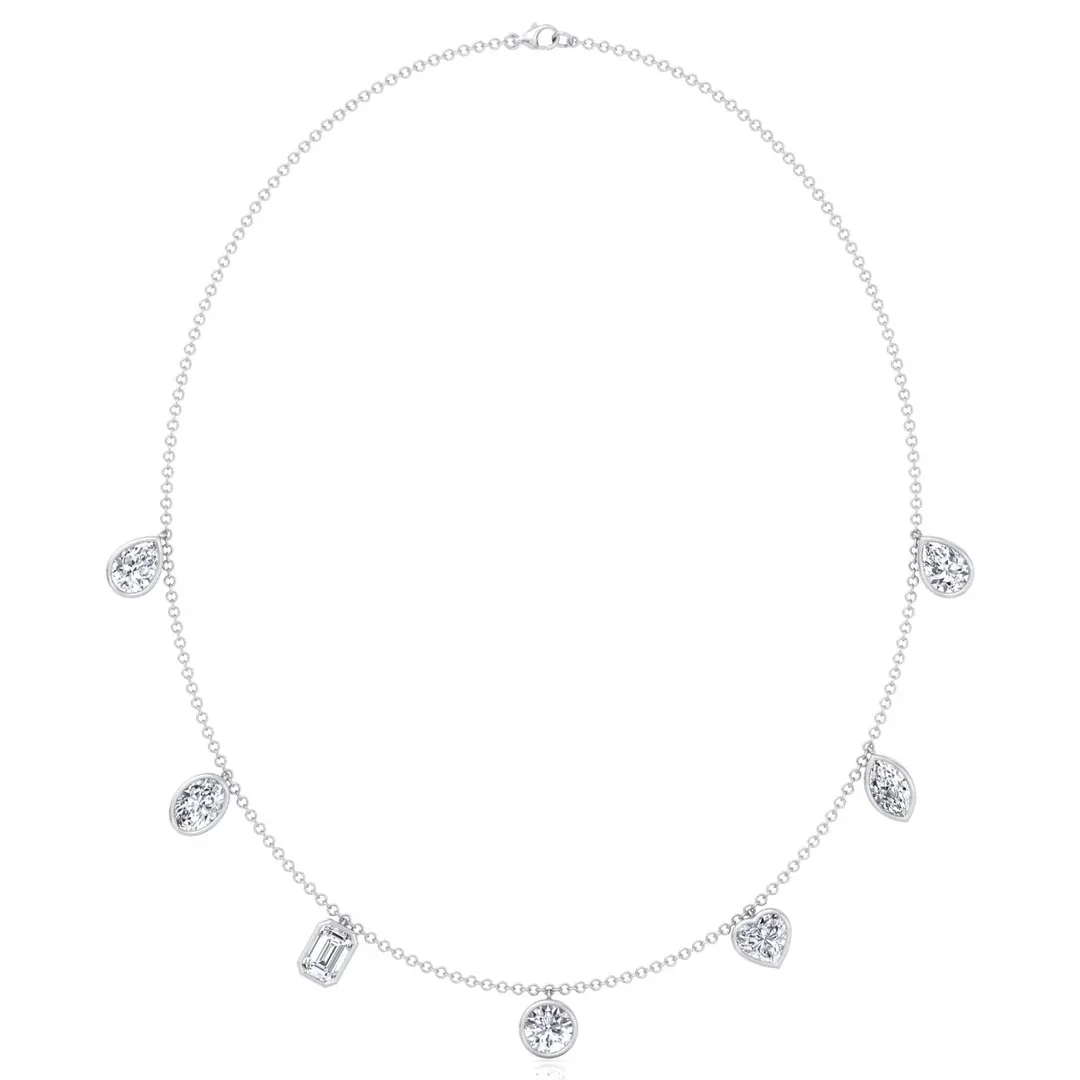 Multi Shape Bezel Set Lab Grown Diamond Necklace