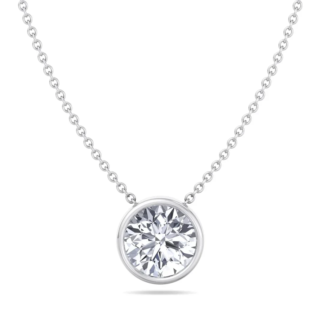 Round Shape Bezel Set Lab Grown Diamond Pendant