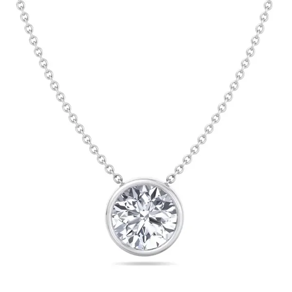 Round Shape Bezel Set Lab Grown Diamond Pendant