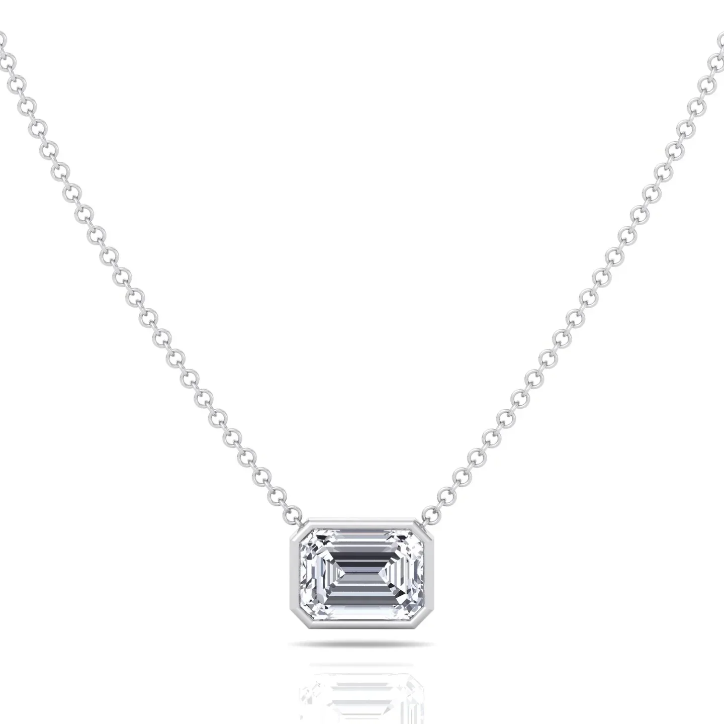 Emerald Shape Bezel Set Lab Grown Diamond Pendant