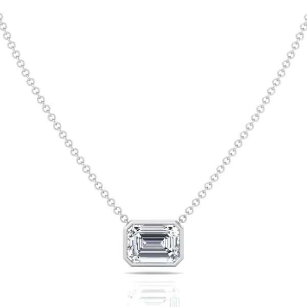 Emerald Shape Bezel Set Lab Grown Diamond Pendant