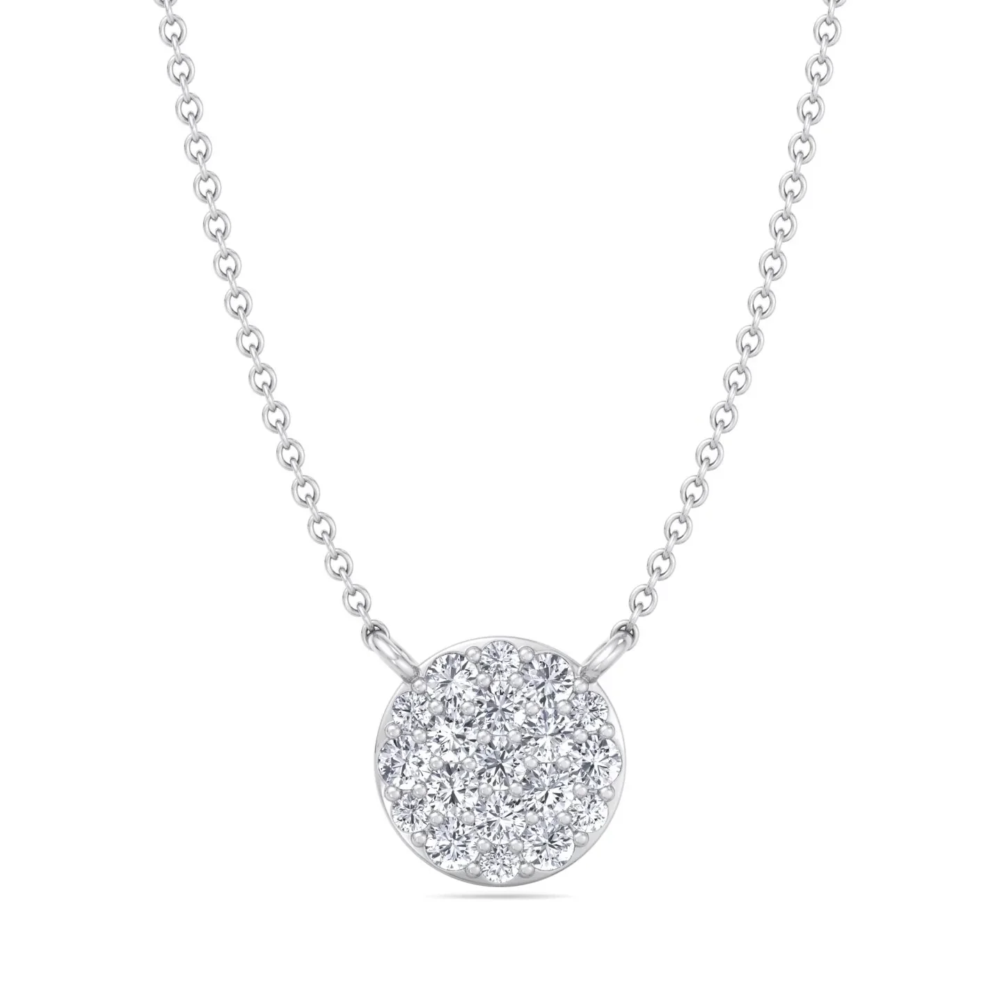 1.03CT Round Cluster Lab - Grown Diamond Pendant Necklace