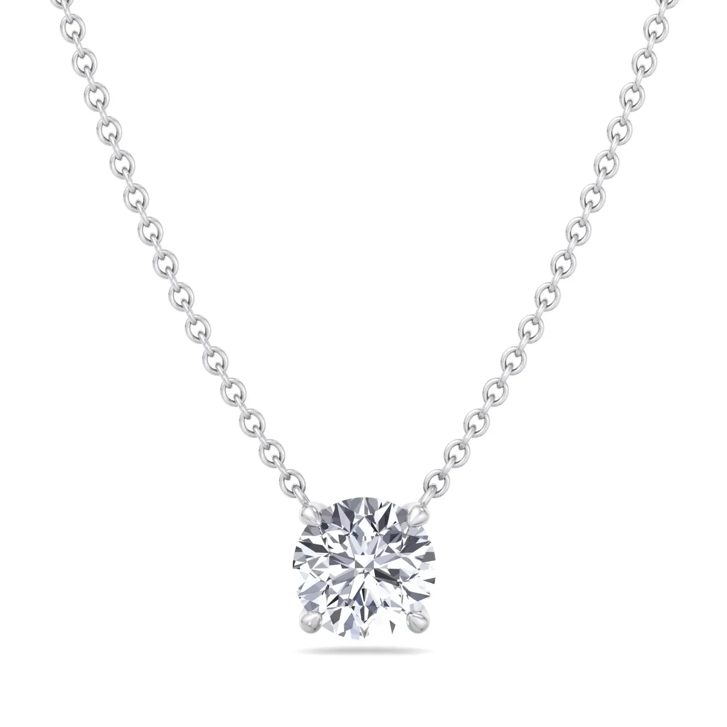 Floating Lab Grown Diamond Pendant 14K White Gold