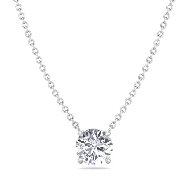 Floating Lab Grown Diamond Pendant 14K White Gold