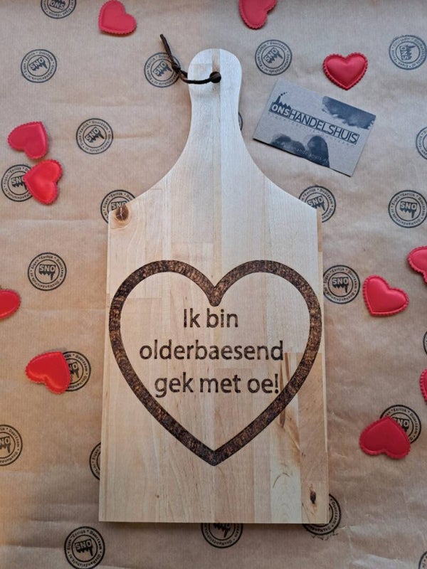 Valentijnsplankje "Gek met Oe"