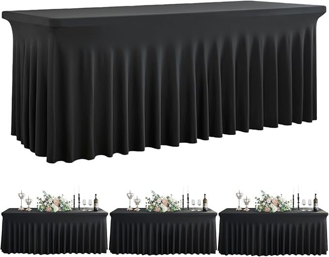 6ft rectangular spandex tablecloth with skirt