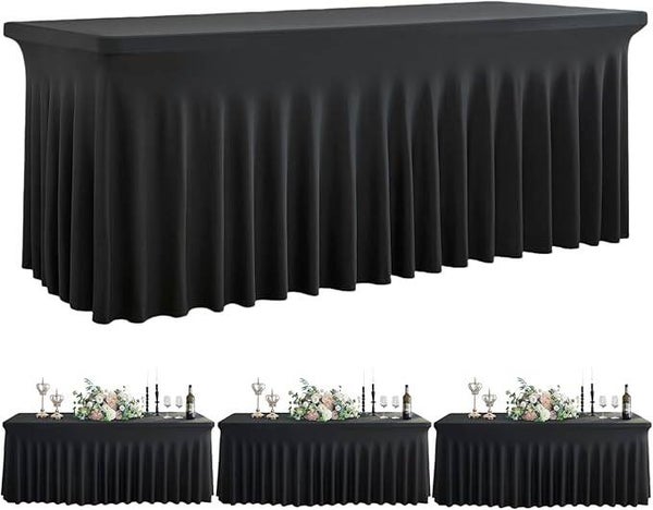 6ft rectangular spandex tablecloth with skirt