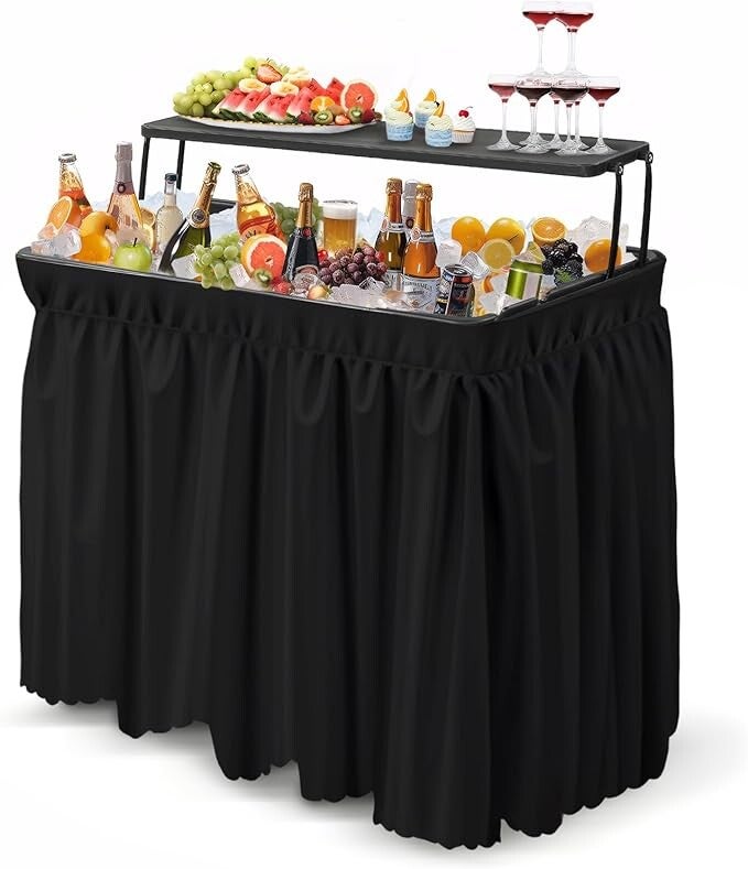 Portable cooler table w/ skirt