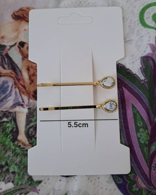 White Marbled Hair Pin Range